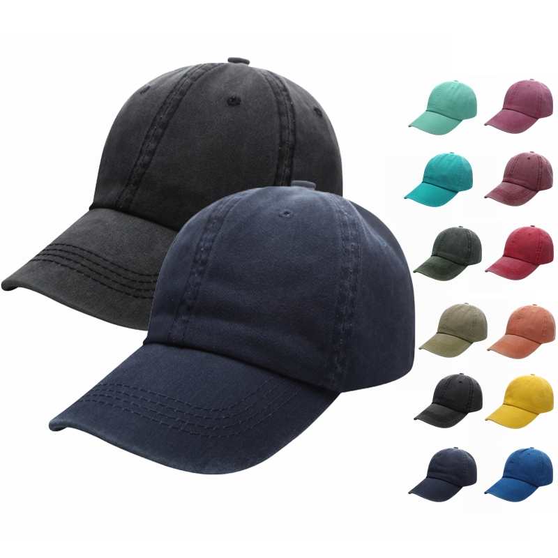 Baseball Washed 100% cotton Washing cloth pure cotton six piece cap HB128 print logo 16