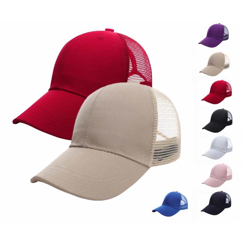 Baseball Mesh 100% cotton Solid color pure cotton mesh six piece hat HB133 print logo 13