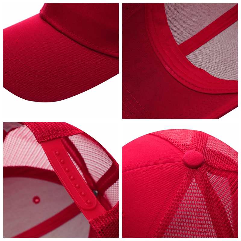 Baseball Mesh 100% cotton Solid color pure cotton mesh six piece hat HB133 print logo 17