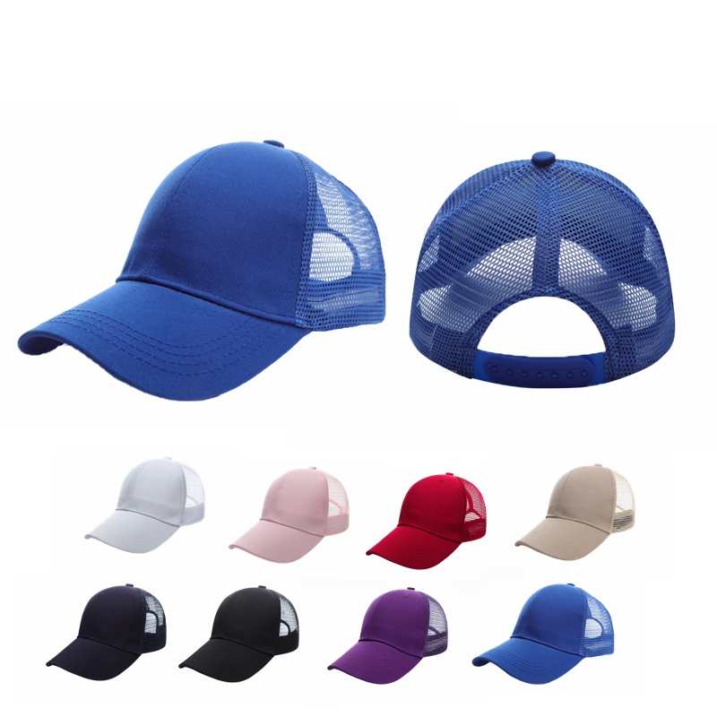Baseball Mesh 100% cotton Solid color pure cotton mesh six piece hat HB133 print logo 14