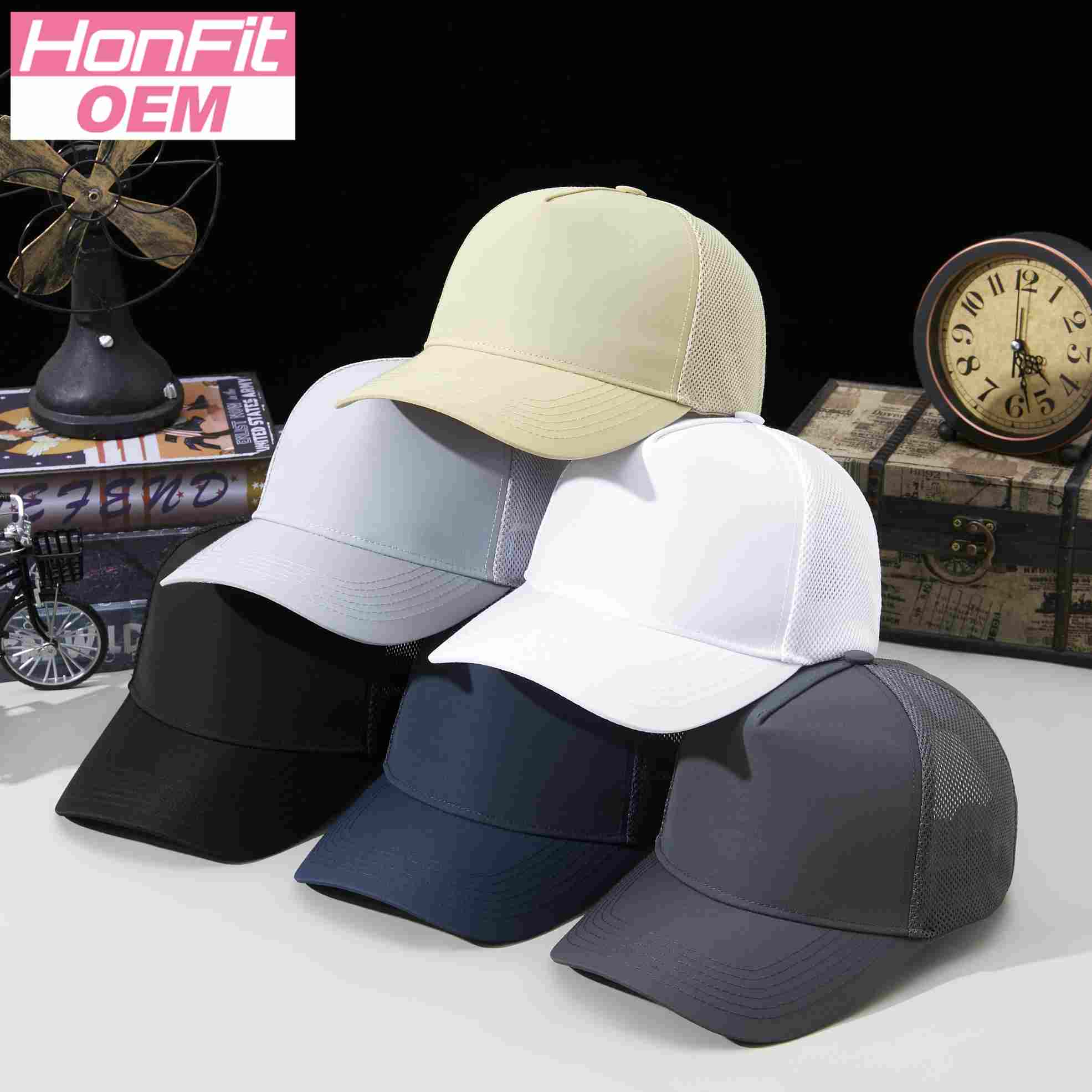 Sports Mesh 100% polyester Specialty store quality five piece waterproof quick drying breathable mesh cap HB160 print logo 73