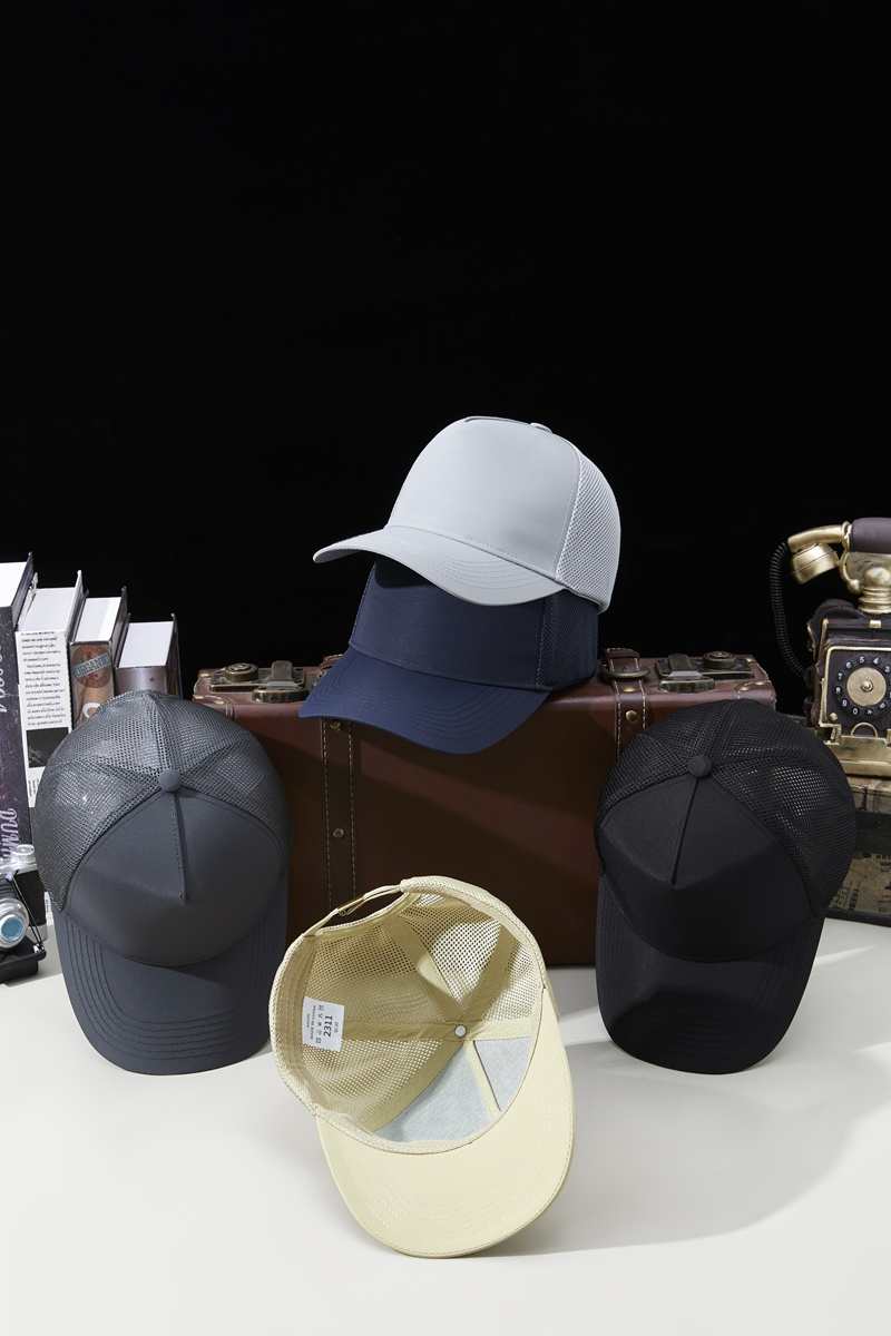 Sports Mesh 100% polyester Specialty store quality five piece waterproof quick drying breathable mesh cap HB160 print logo 9