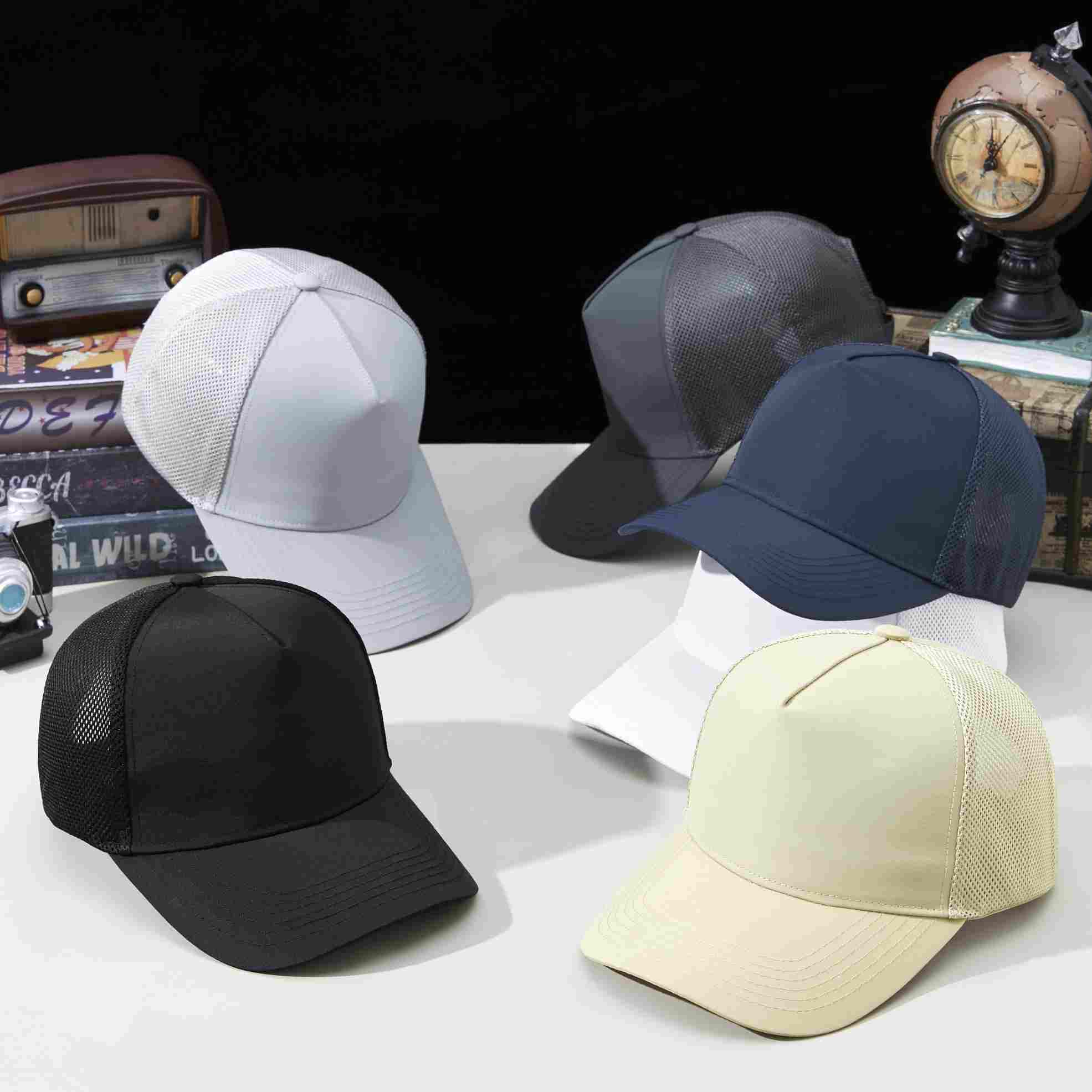 Sports Mesh 100% polyester Specialty store quality five piece waterproof quick drying breathable mesh cap HB160 print logo 65