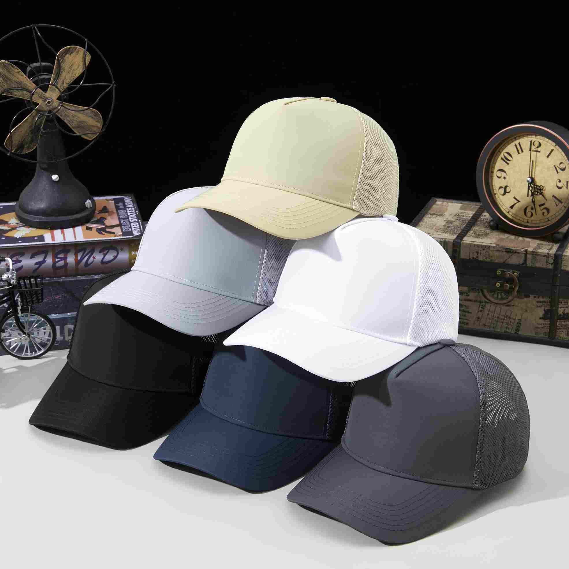 Sports Mesh 100% polyester Specialty store quality five piece waterproof quick drying breathable mesh cap HB160 print logo 50