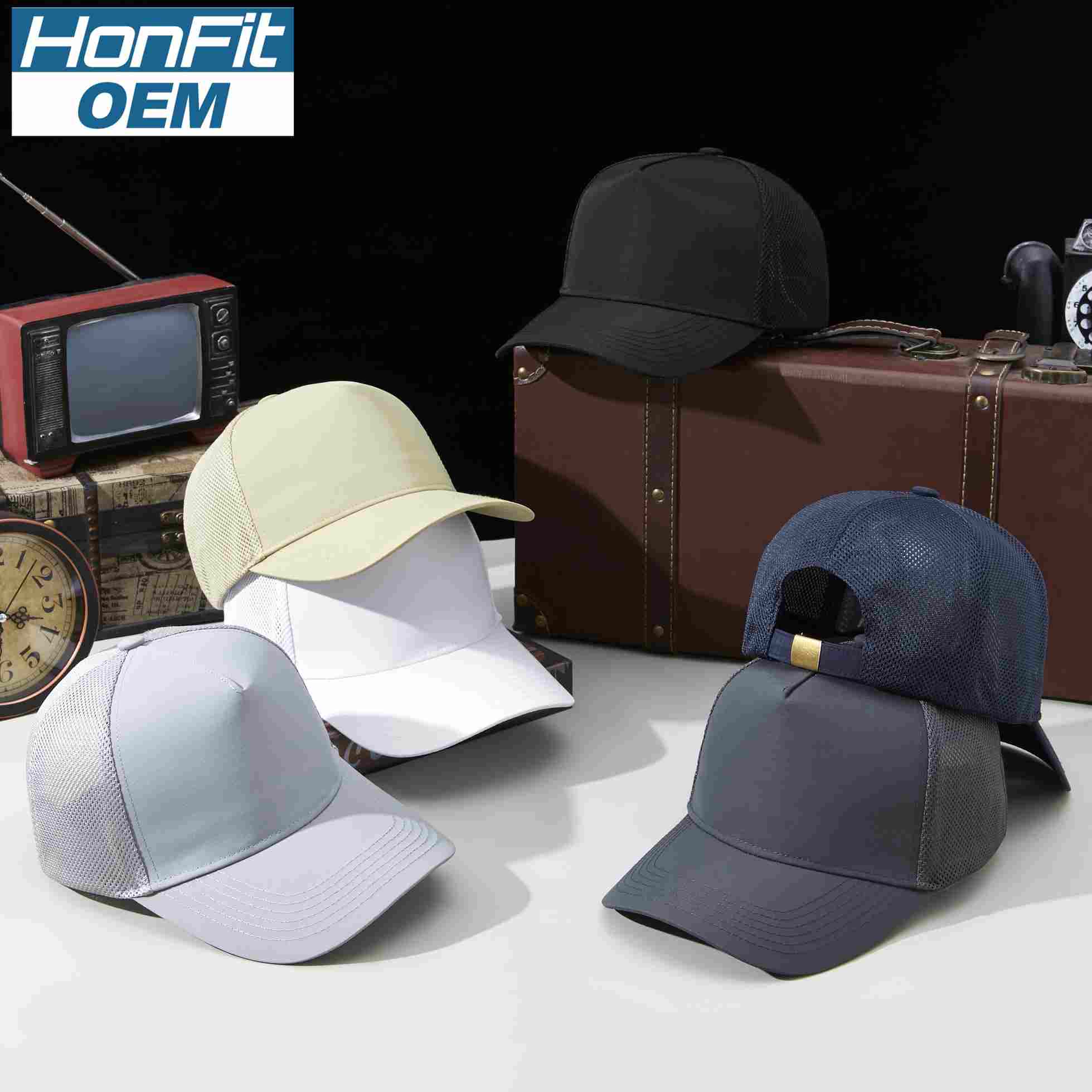 Sports Mesh 100% polyester Specialty store quality five piece waterproof quick drying breathable mesh cap HB160 print logo 72