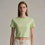 Womens Casual Cropped 92%cotton 8%spandex Baby Tee HF-240925 print logo 21