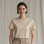 Womens Casual Cropped 92%cotton 8%spandex Baby Tee HF-240925 print logo 29