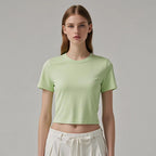 Womens Casual Cropped 92%cotton 8%spandex Baby Tee HF-240925 print logo 22