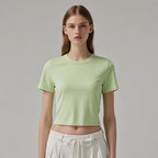 Womens Casual Cropped 92%cotton 8%spandex Baby Tee HF-240925 print logo 7