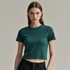 Womens Casual Cropped 92%cotton 8%spandex Baby Tee HF-240925 print logo 31