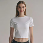 Womens Casual Cropped 92%cotton 8%spandex Baby Tee HF-240925 print logo 16