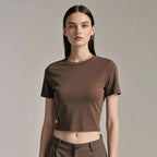 Womens Casual Cropped 92%cotton 8%spandex Baby Tee HF-240925 print logo 24