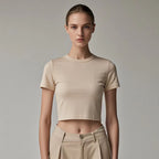 Womens Casual Cropped 92%cotton 8%spandex Baby Tee HF-240925 print logo 8