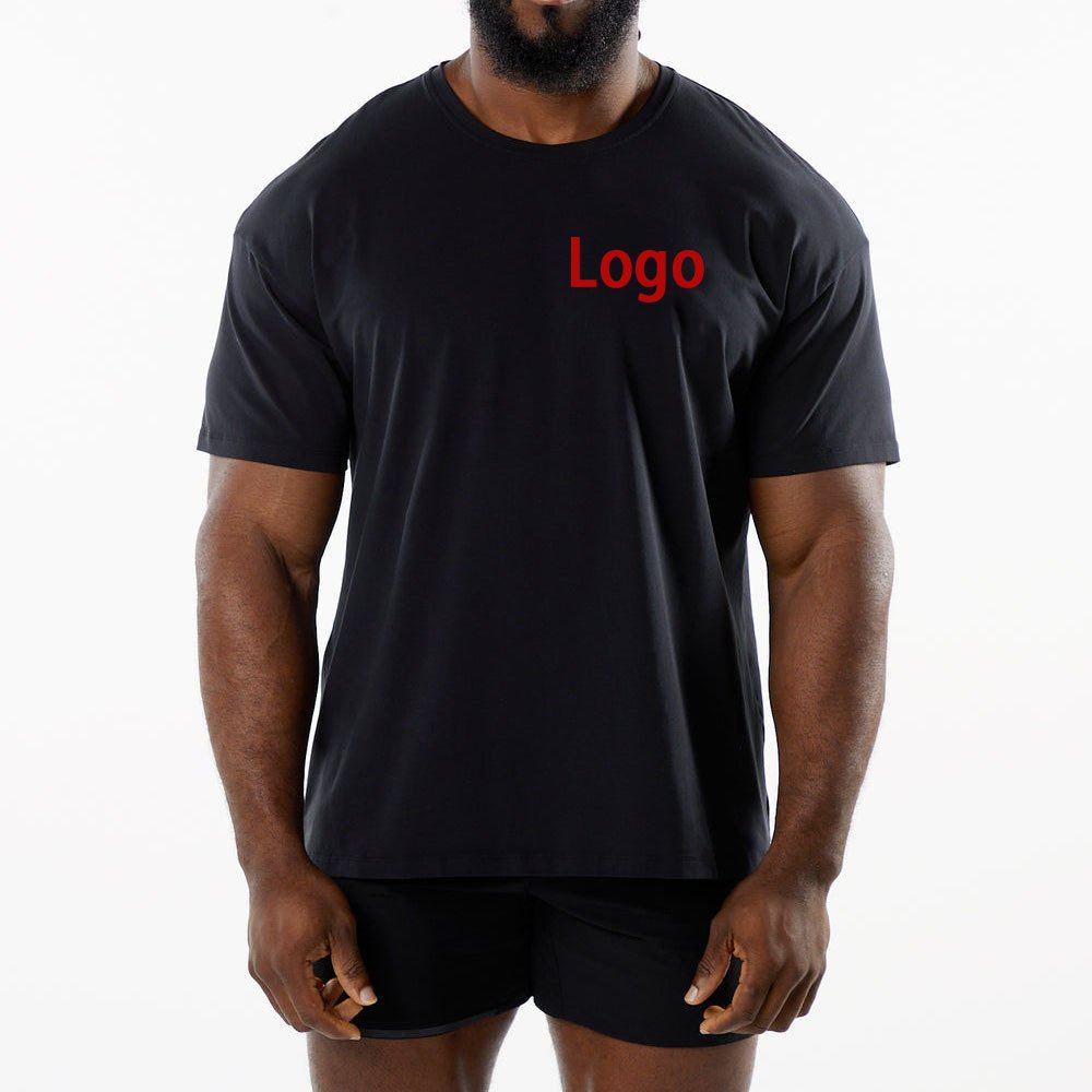 Mens Sports Workout 95% Cotton 5% Spandex Tshirt HF-6649 print logo 49