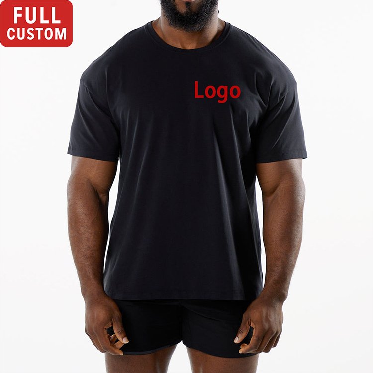 Mens Sports Workout 95% Cotton 5% Spandex Tshirt HF-6649 print logo 18