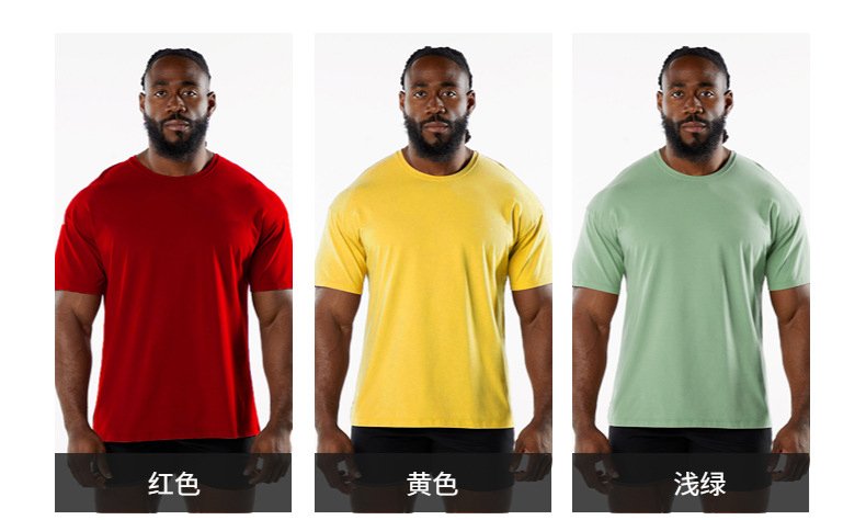 Mens Sports Workout 95% Cotton 5% Spandex Tshirt HF-6649 print logo 55