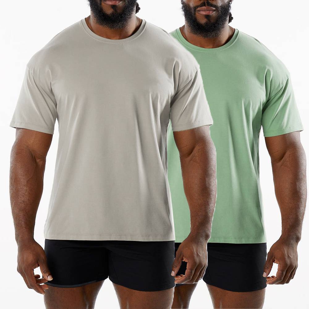 Mens Sports Workout 95% Cotton 5% Spandex Tshirt HF-6649 print logo 3