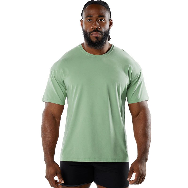 Mens Sports Workout 95% Cotton 5% Spandex Tshirt HF-6649 print logo 19