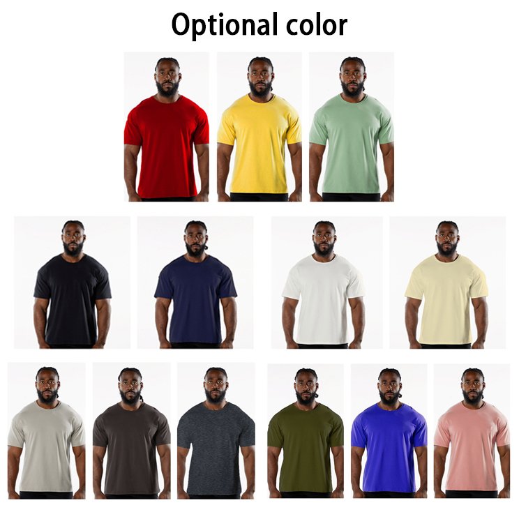 Mens Sports Workout 95% Cotton 5% Spandex Tshirt HF-6649 print logo 15