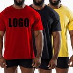 Mens Sports Workout 95% Cotton 5% Spandex Tshirt HF-6649 print logo 8