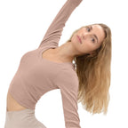 Womens Activewear Workout 87%Nyolon 13%Spandex Long Sleeve Shirt HN56 print logo 12