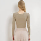 Womens Activewear Workout 87%Nyolon 13%Spandex Long Sleeve Shirt HN56 print logo 2
