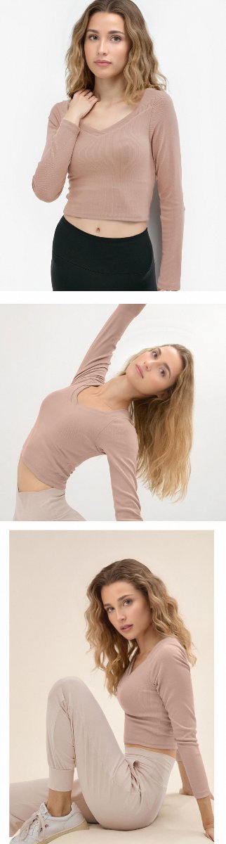 Womens Activewear Workout 87%Nyolon 13%Spandex Long Sleeve Shirt HN56 print logo 22