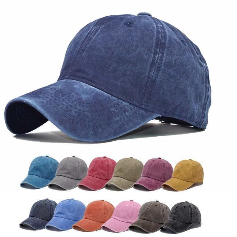 Vintage Washed 100% cotton 6 Panel Cap HS-WASH01 print logo 19