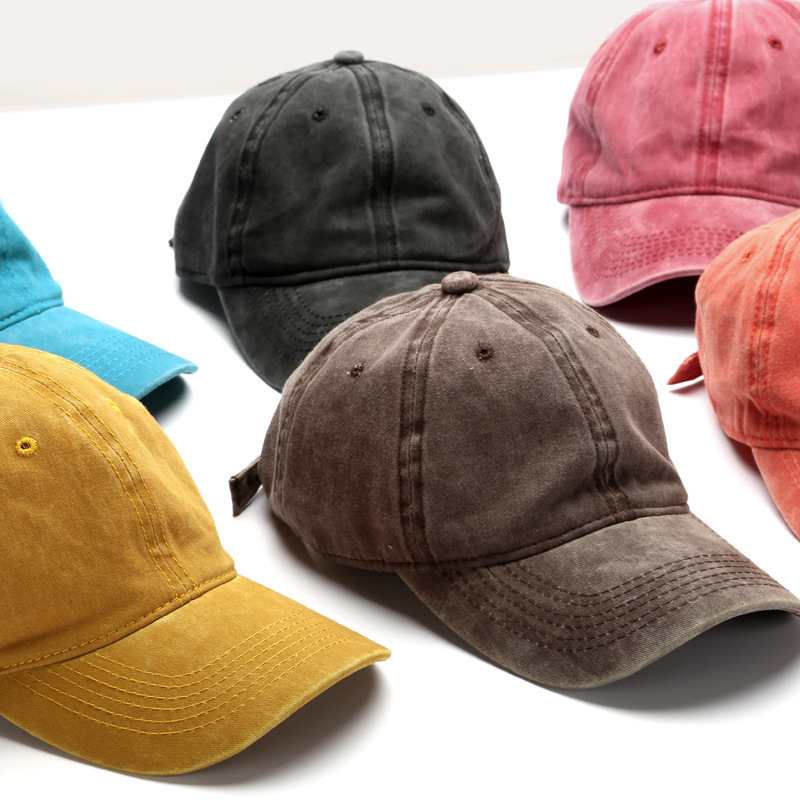 Vintage Washed 100% cotton 6 Panel Cap HS-WASH01 print logo 23