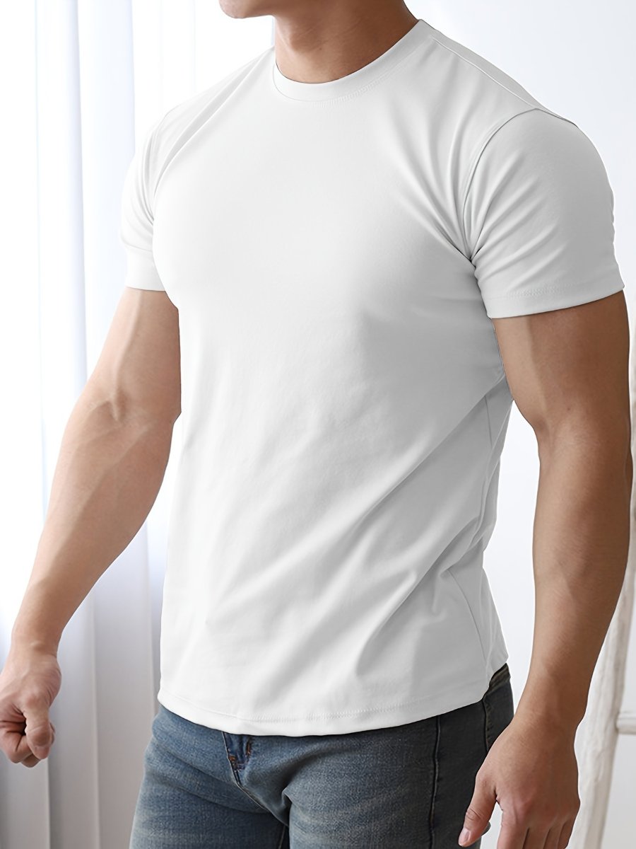 Mens Sports Fitness 95% Polyester 5% Spandex T Shirt HX-195 print logo 17