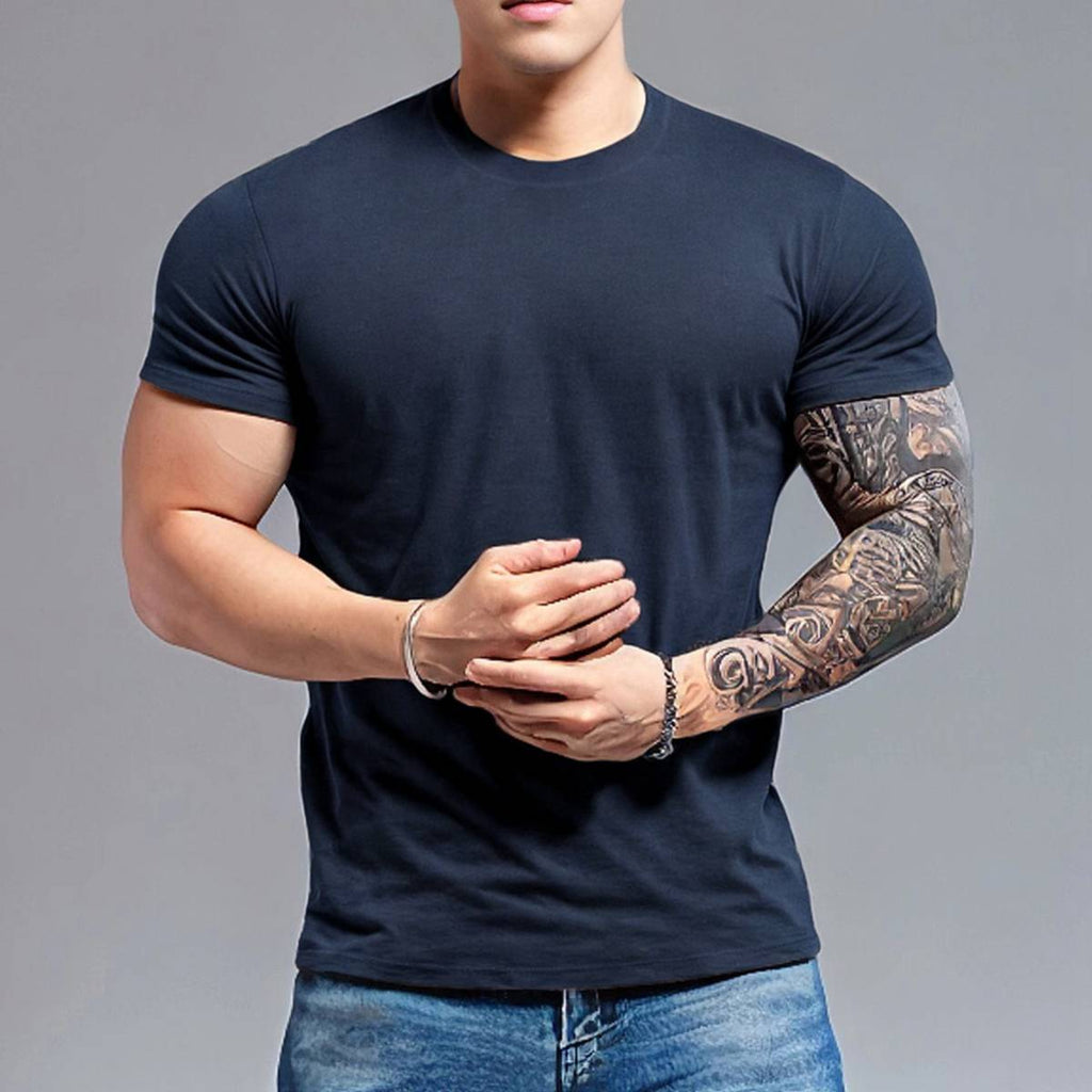 Mens Sports Fitness 95% Polyester 5% Spandex T Shirt HX-195 print logo 1