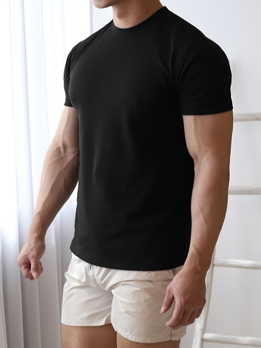 Mens Sports Fitness 95% Polyester 5% Spandex T Shirt HX-195 print logo 22