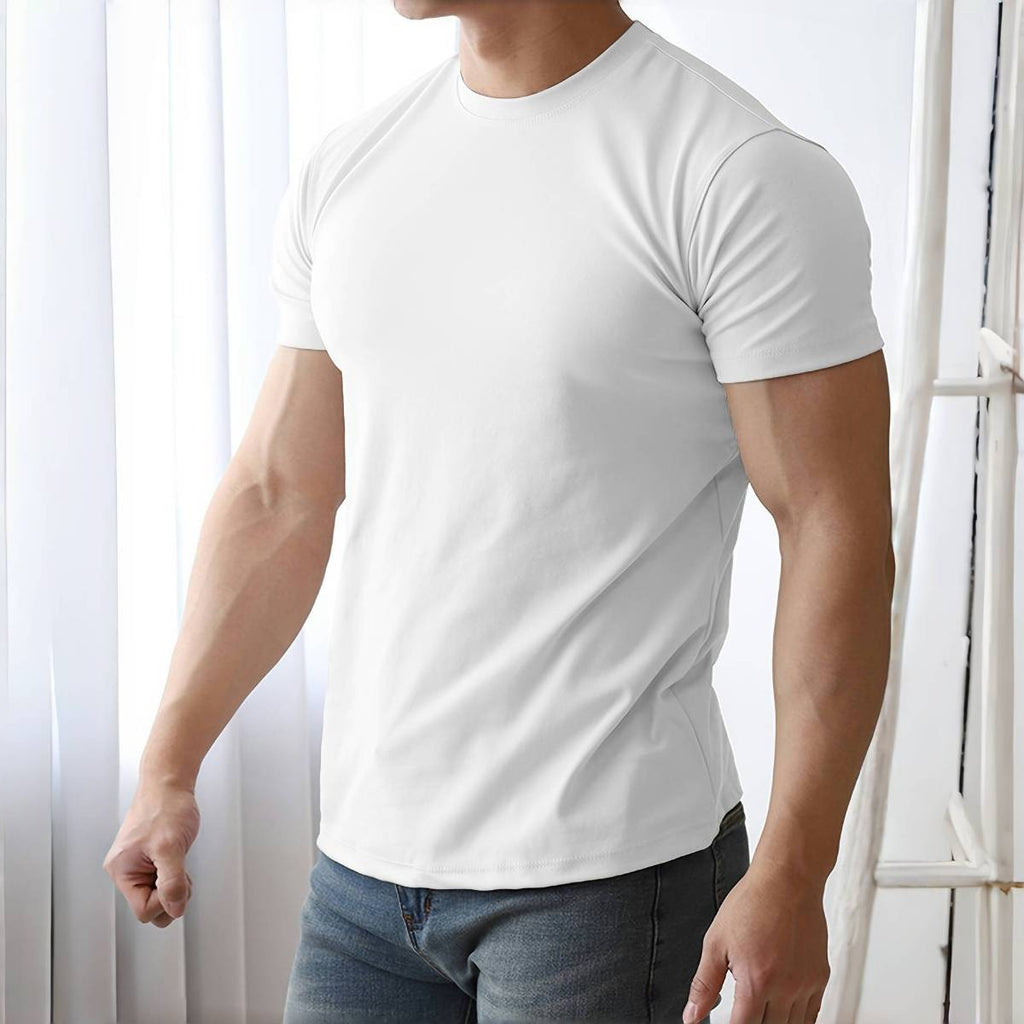 Mens Sports Fitness 95% Polyester 5% Spandex T Shirt HX-195 print logo 2