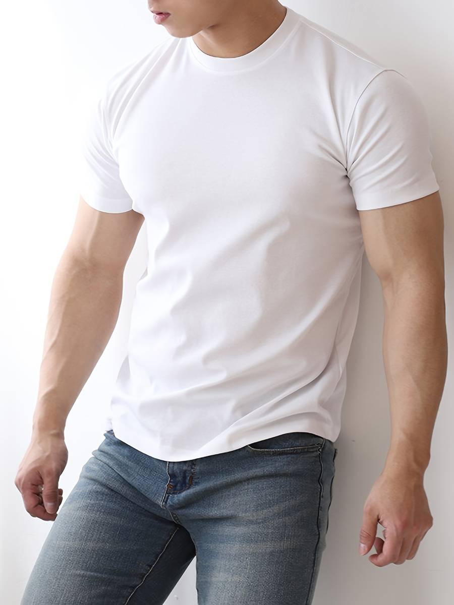 Mens Sports Fitness 95% Polyester 5% Spandex T Shirt HX-195 print logo 18
