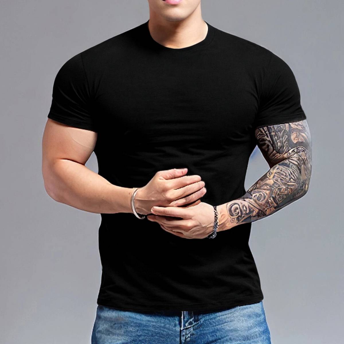 Mens Sports Fitness 95% Polyester 5% Spandex T Shirt HX-195 print logo 3