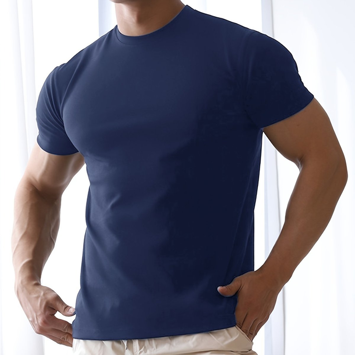 Mens Sports Fitness 95% Polyester 5% Spandex T Shirt HX-195 print logo 8