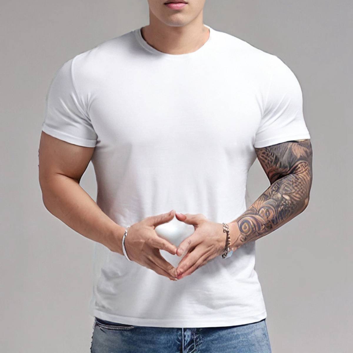 Mens Sports Fitness 95% Polyester 5% Spandex T Shirt HX-195 print logo 4