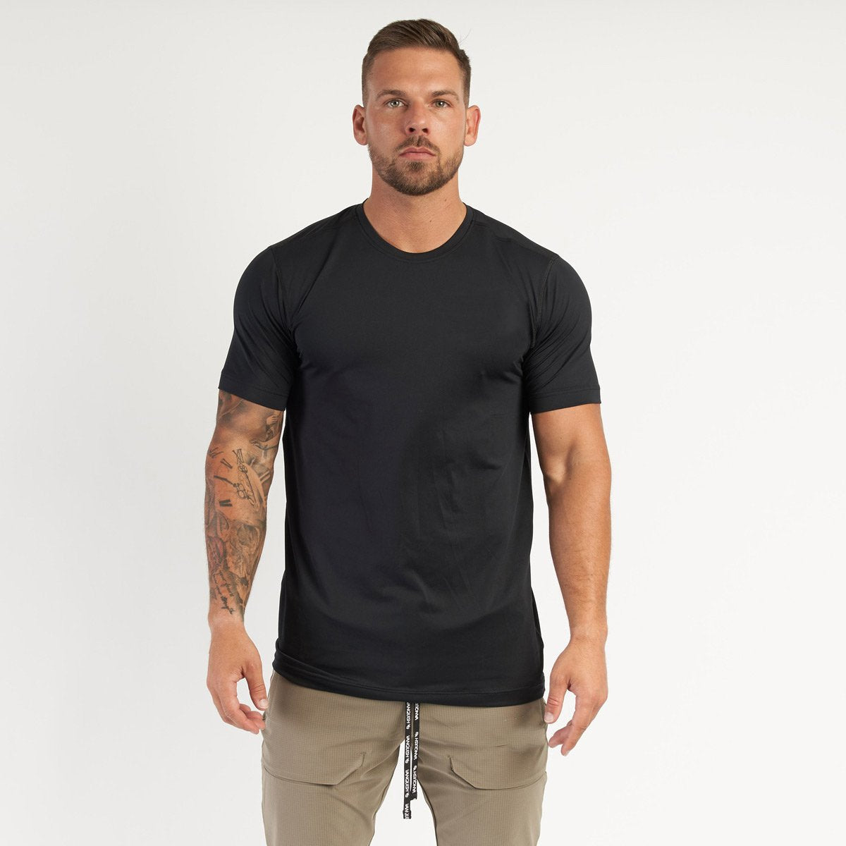 Mens Sports Workout 95% cotton 5% spandex Tshirt HX-TX06 print logo 12