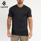 Mens Sports Workout 95% cotton 5% spandex Tshirt HX-TX06 print logo 18