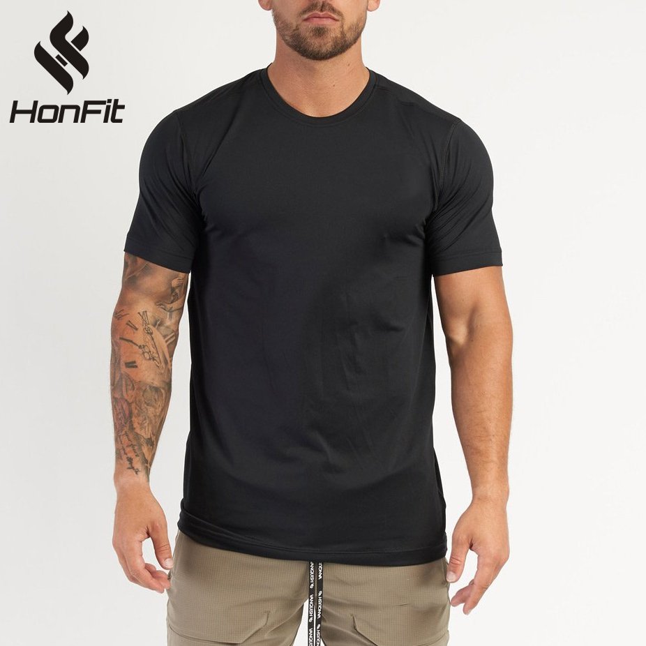 Mens Sports Workout 95% cotton 5% spandex Tshirt HX-TX06 print logo 18