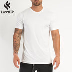 Mens Sports Workout 95% cotton 5% spandex Tshirt HX-TX06 print logo 19