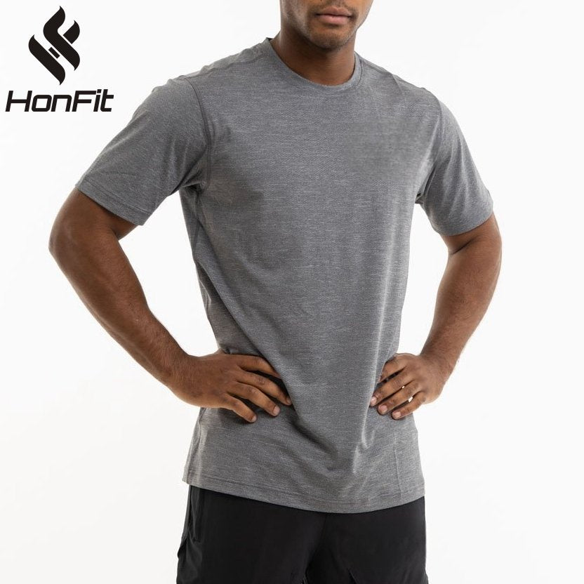 Mens Sports Workout 95% cotton 5% spandex Tshirt HX-TX06 print logo 20