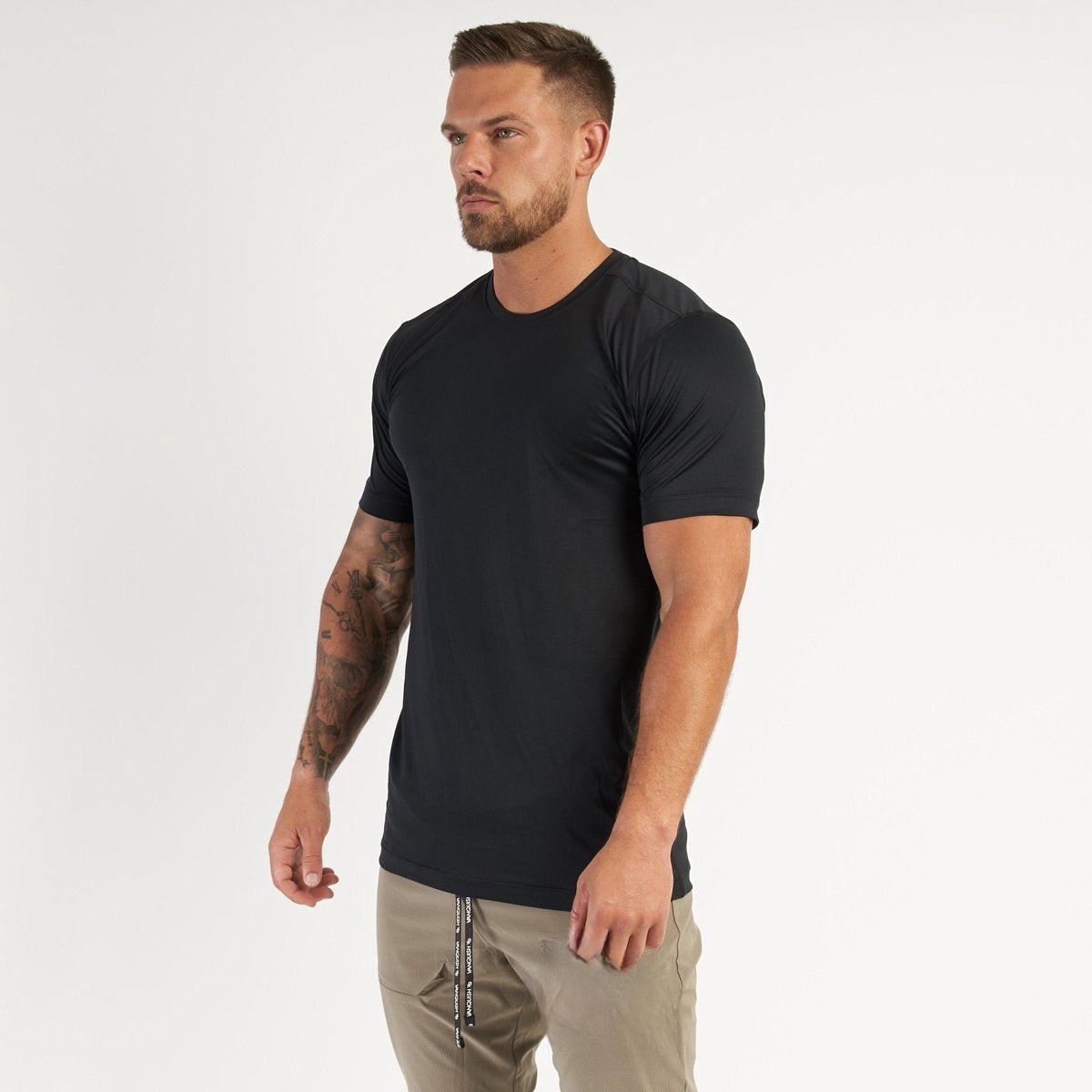 Mens Sports Workout 95% cotton 5% spandex Tshirt HX-TX06 print logo 21