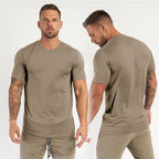 Mens Sports Workout 95% cotton 5% spandex Tshirt HX-TX06 print logo 27