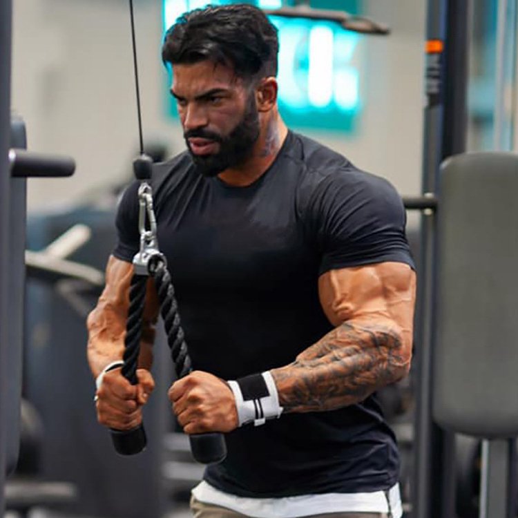 Mens Sports Workout 95% cotton 5% spandex Tshirt HX-TX06 print logo 28