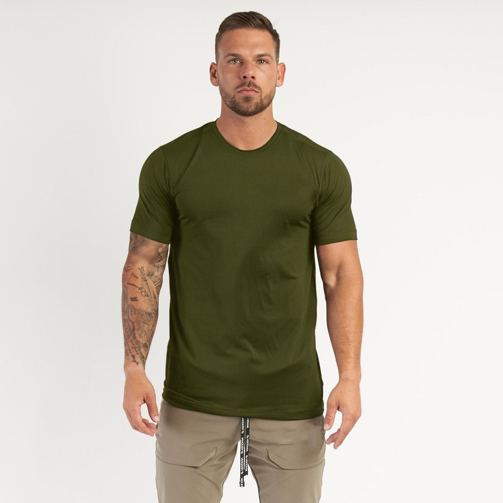 Mens Sports Workout 95% cotton 5% spandex Tshirt HX-TX06 print logo 3