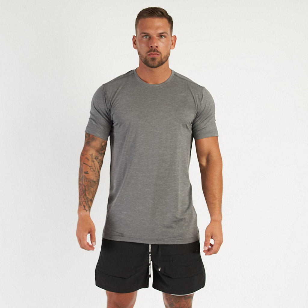 Mens Sports Workout 95% cotton 5% spandex Tshirt HX-TX06 print logo 31