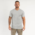 Mens Sports Workout 95% cotton 5% spandex Tshirt HX-TX06 print logo 4