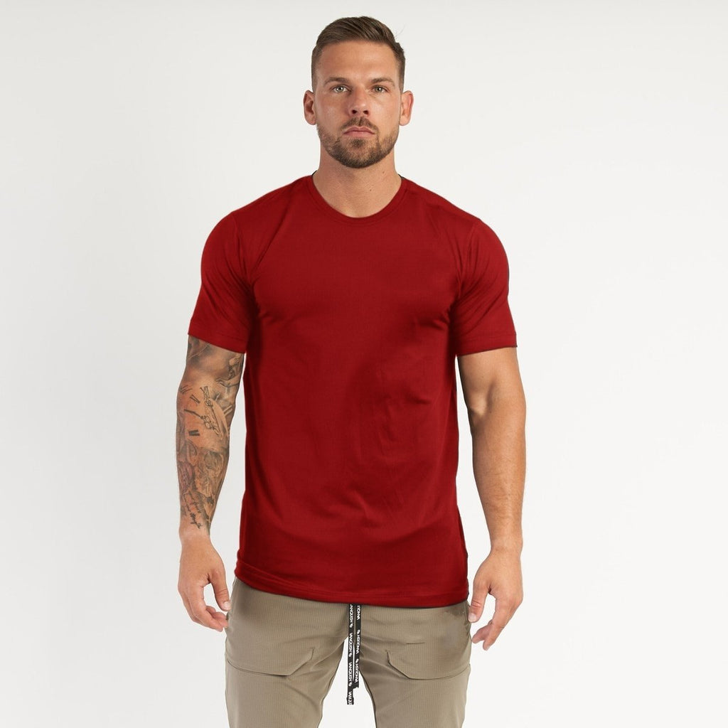 Mens Sports Workout 95% cotton 5% spandex Tshirt HX-TX06 print logo 6