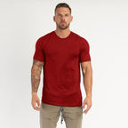 Mens Sports Workout 95% cotton 5% spandex Tshirt HX-TX06 print logo 6